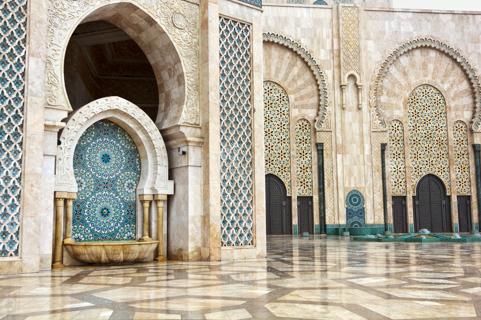 Detail of Hassan II Mosque in Casablanca, Morocco